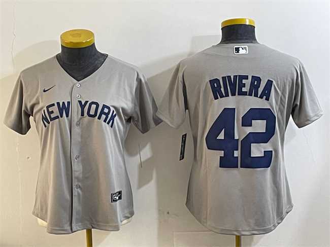 Womens New York Yankees #42 Mariano Rivera Grey Cool Base Stitched Jersey->mlb womens jerseys->MLB Jersey